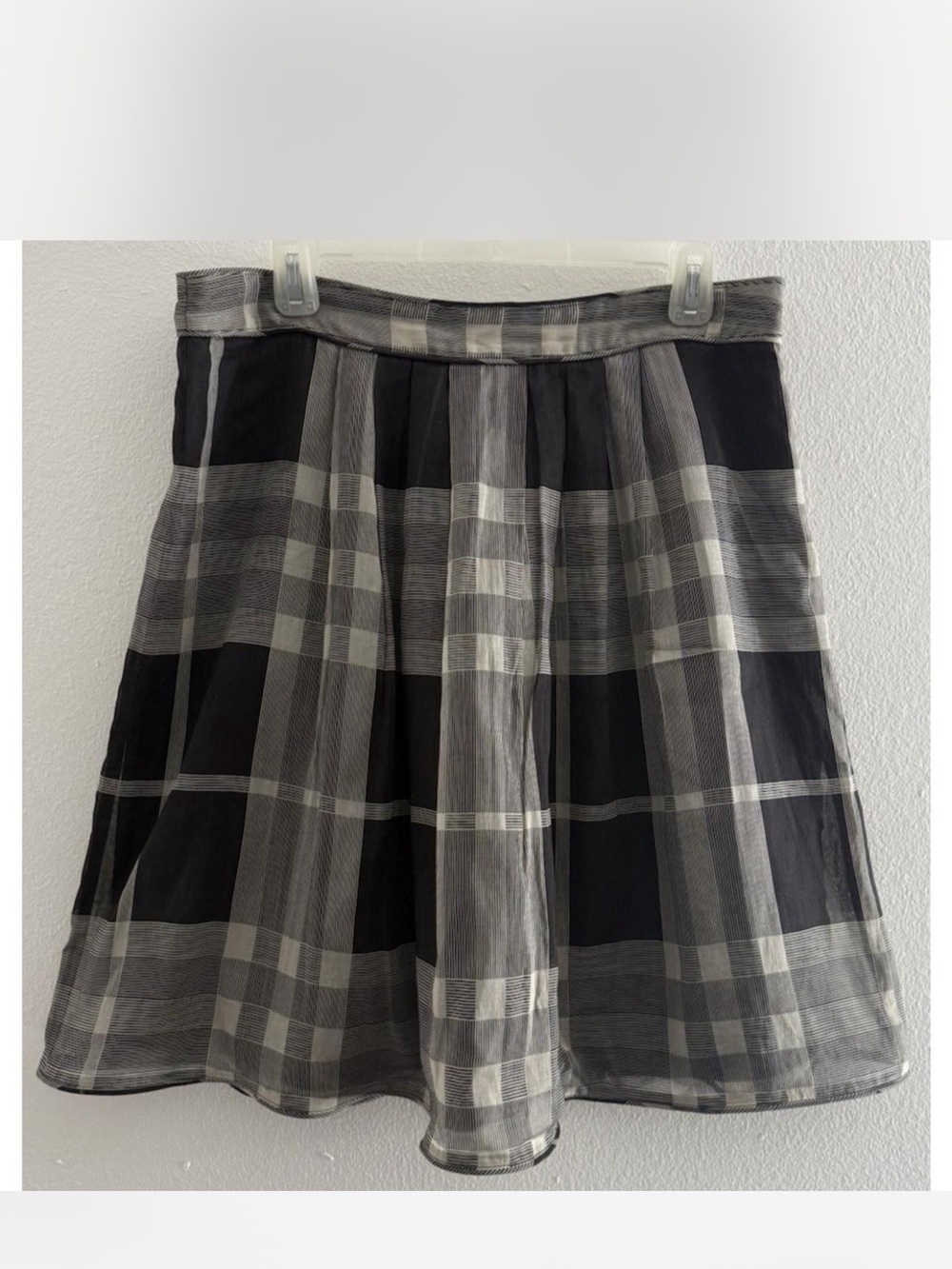 Burberry Black and Gray Plaid Skater Skirt